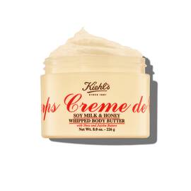 Open jar of Kiehl's Creme de Corps Soy Milk & Honey Whipped Butter Body Butter