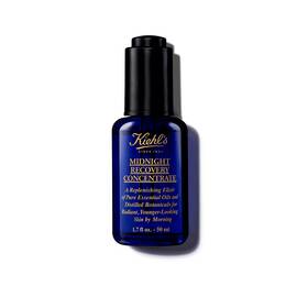 A 30ml bottle of Kiehl's Midnight Recovery Concentrate face oil against a white background.