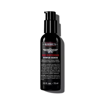 A 75ml bottle of Kiehl's Age Defender Power Serum against a white background.