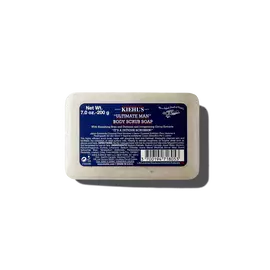 A 200g bar of Kiehl's Ultimate Man Body Scrub Soap against a white background.