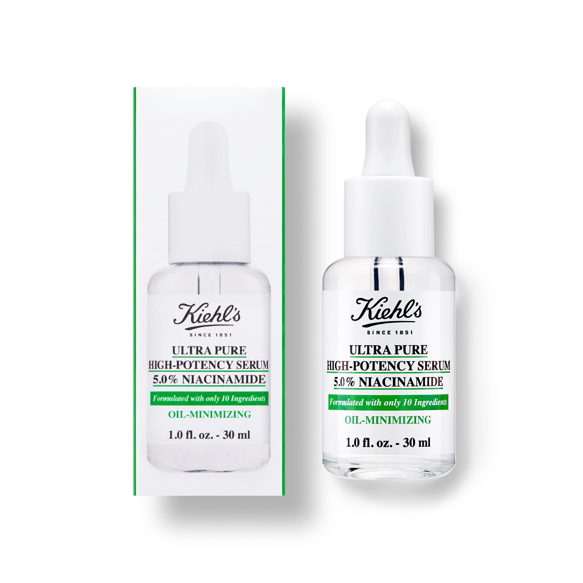Bottle and Box of Kiehl's Ultra Pure High-Potency Serum 5.0% Niacinamide