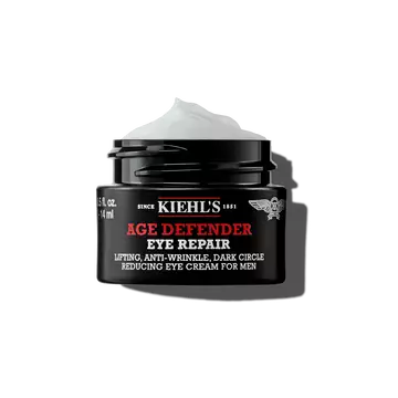A 14ml jar of Kiehl's Age Defender Eye Repair with whipped texture against a white background.