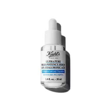 A 30ml bottle of Kiehl's Ultra Pure 1.5% Hyaluronic Acid Serum against a white background.