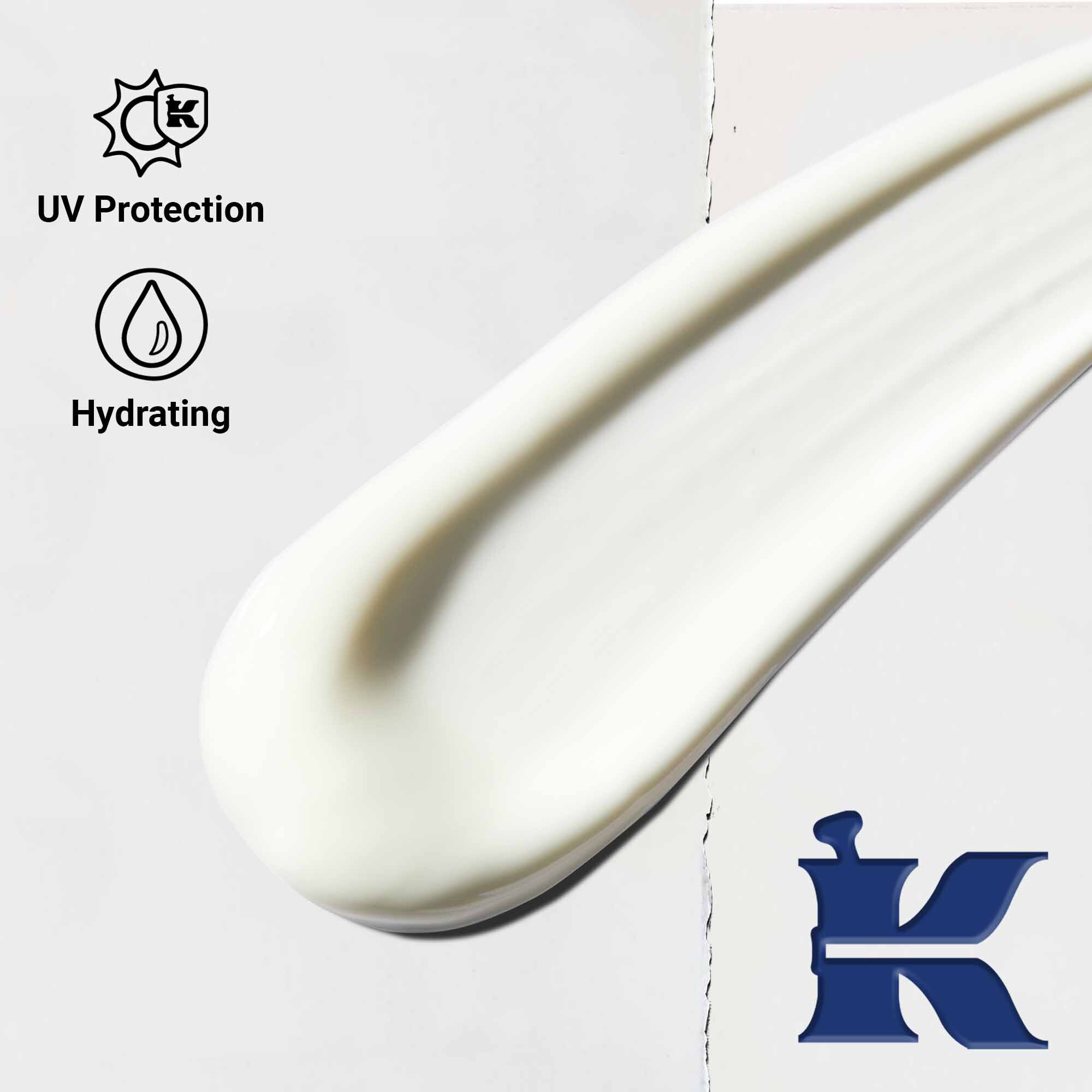Close-up of Facial Fuel Moisturizer SPF 19 texture swipe showing a creamy formula; highlights UV protection and hydration benefits.