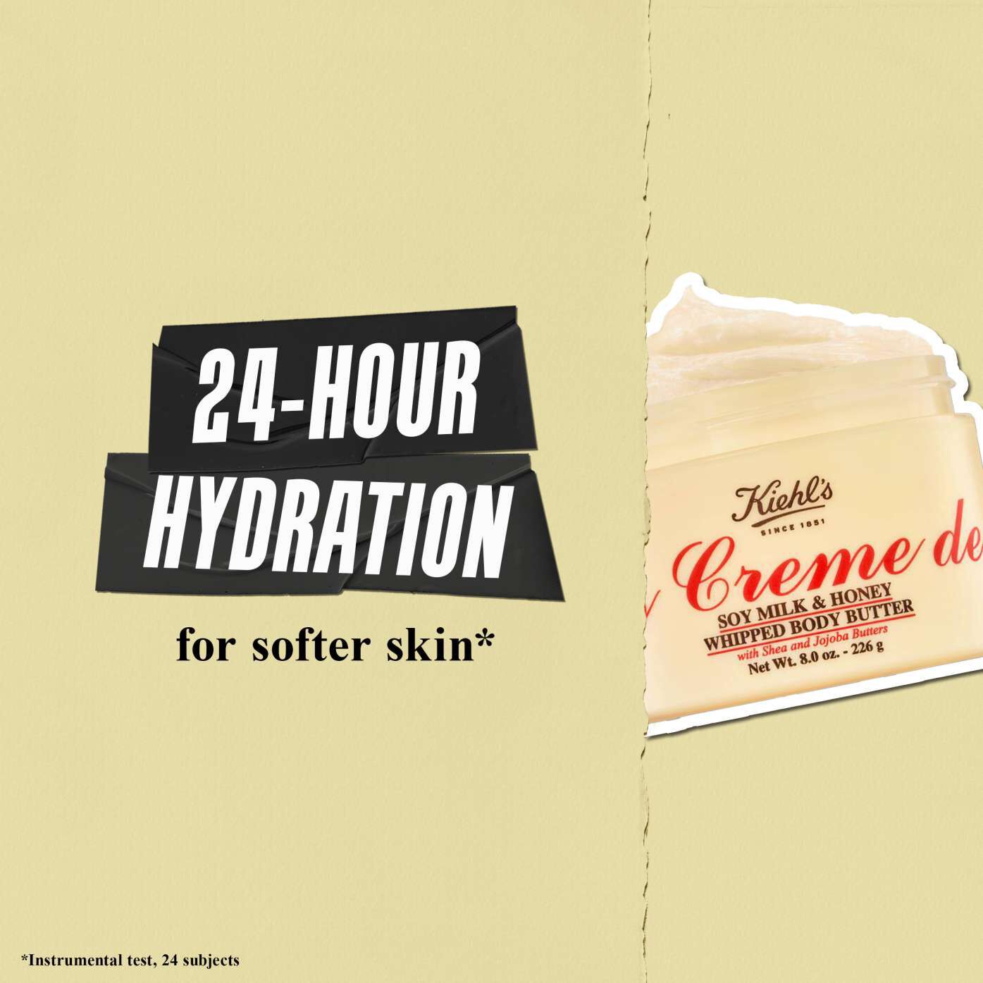 Kiehl's Creme de Corps Whipped Butter Body Butter provides 24-hour hydration for softer skin