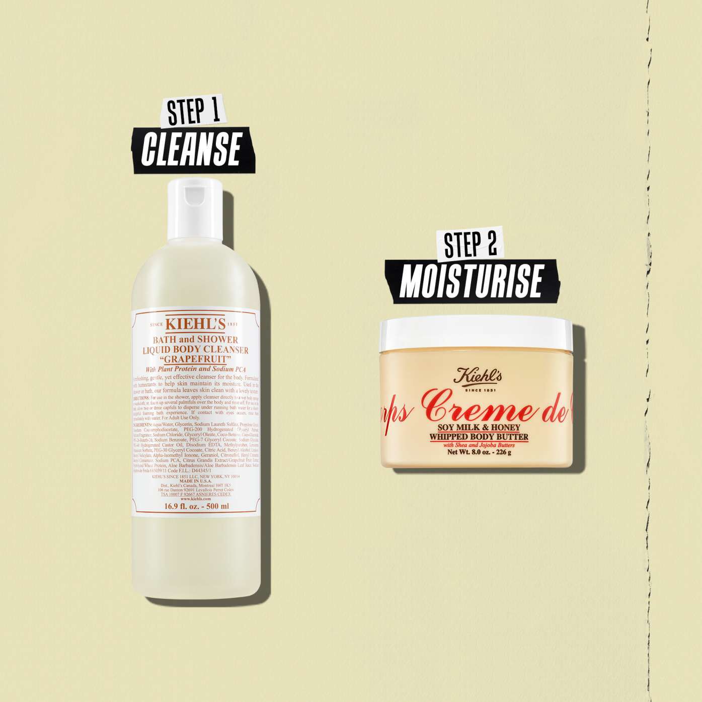 Creme de Corps Whipped Butter Body Butter routine illustration – Cleanse, Exfoliate, Moisturize