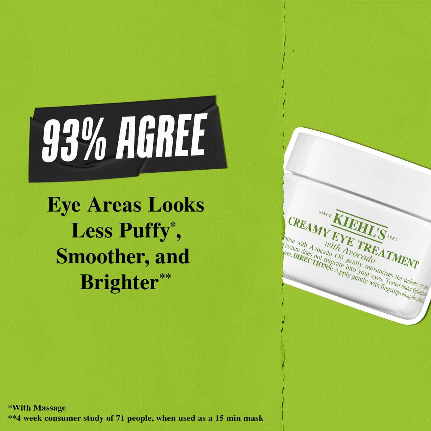 93% agree eye area looks less puffy, smoother and brighter with Creamy Eye Treatment with Avocado