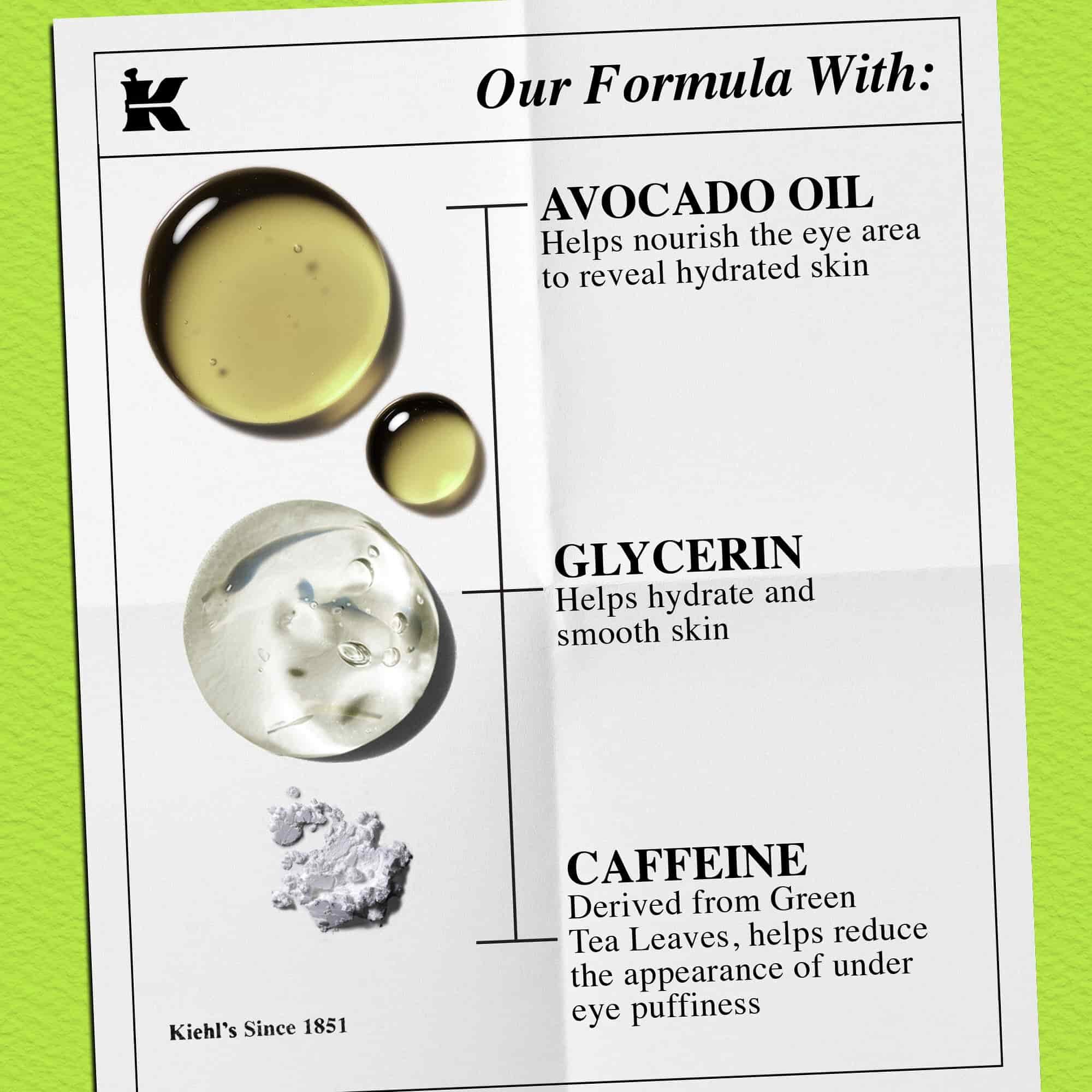 Kiehl's Creamy Eye Treatment with Avocado ingredients - Caffeine, Avocado Oil