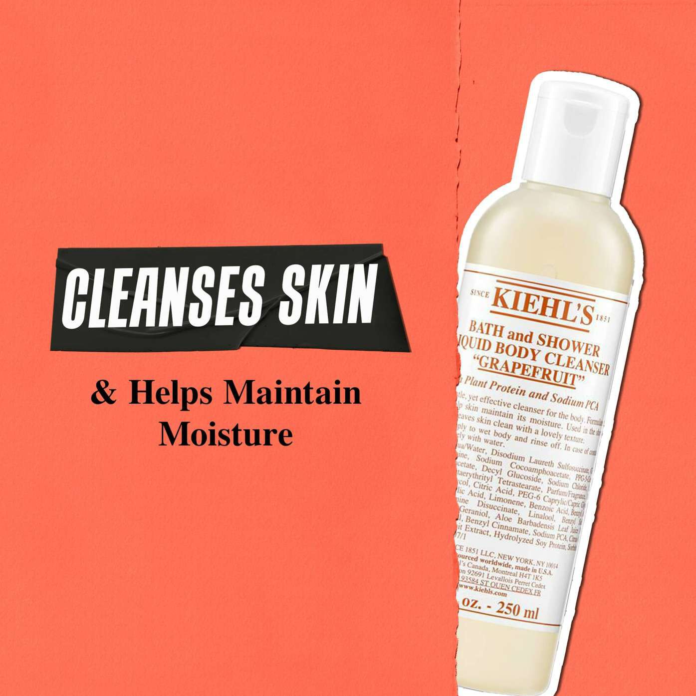 Kiehl's Grapefruit Liquid Body Cleanser cleanses skin & helps maintain moisture