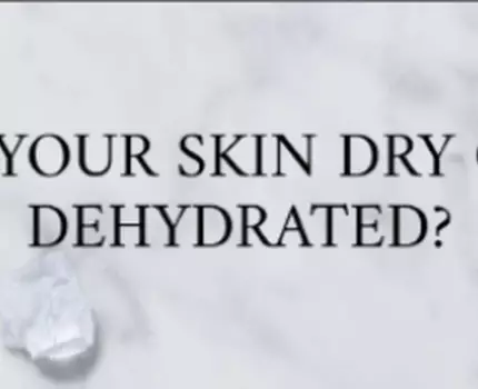 Three skincare products are displayed on a textured white background, featuring labels for "Cortello Sensitive Clean-Cream," "Cannabis Sativa Seed Oil Herbal Cleanser," and "Skin Rescuer." Surrounding them are various natural ingredients like avocado, nuts, and flowers, with the phrase "DRY AND DEHYDRATED SKIN"