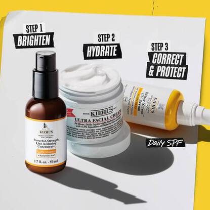 Product shot showing SPF skincare routine when using Vitamin C and Retinol